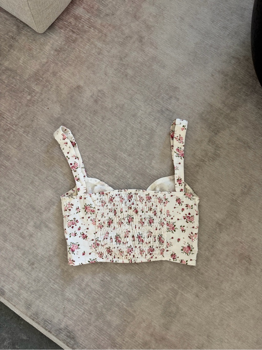 Princess Polly Ivory Floral Bustier Crop Top with Pink Roses - Picture 2 of 3